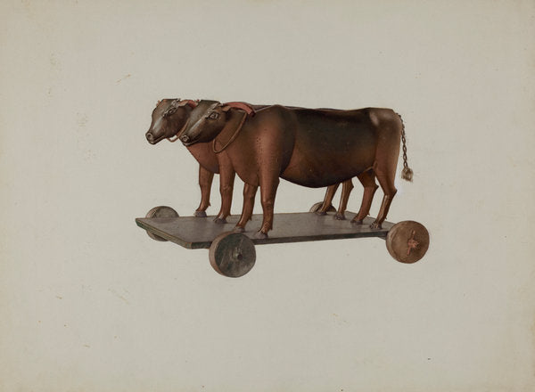 Toy Yoke of Oxen by Joseph Goldberg (American, active c. 1935), 16X12"(A3)Poster Print