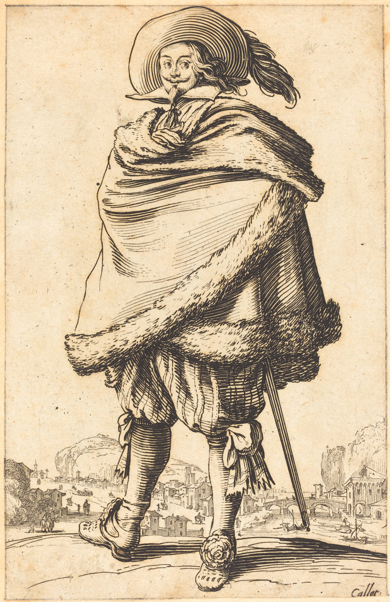 Noble Man Strapped in a Mantle Trimmed with Fur by Jacques Callot (French, 1592 - 1635), 16X12"(A3)Poster Print