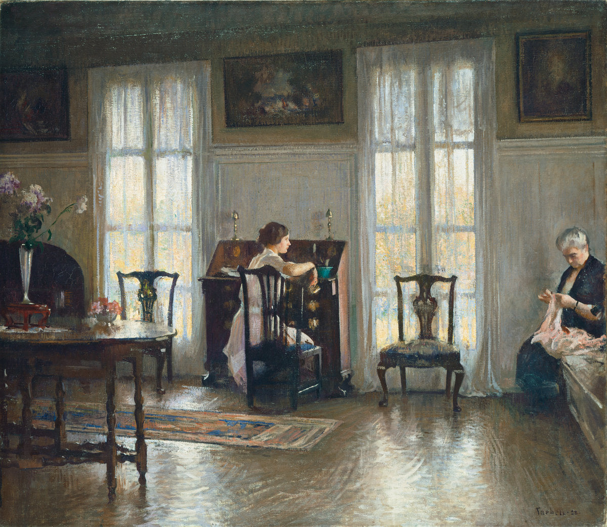 Mother and Mary by Edmund Charles Tarbell (American, 1862 - 1938), 16X12"(A3)Poster Print