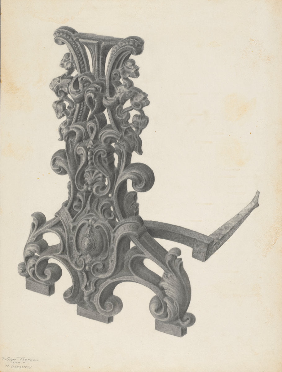 Andiron (one of pair) by Filippo Porreca and Milton Grubstein (American, active c. 1935), 16X12"(A3)Poster Print