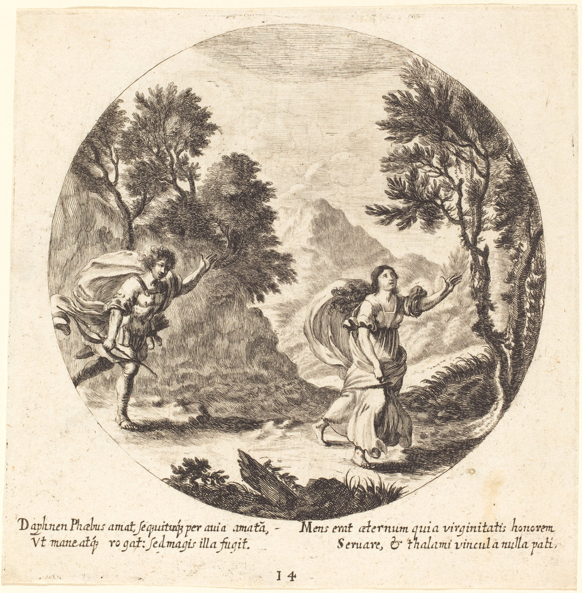 Apollo and Daphne by Georg Andreas Wolfgang, the Elder (German, 1631 - 1716), 16X12"(A3)Poster Print