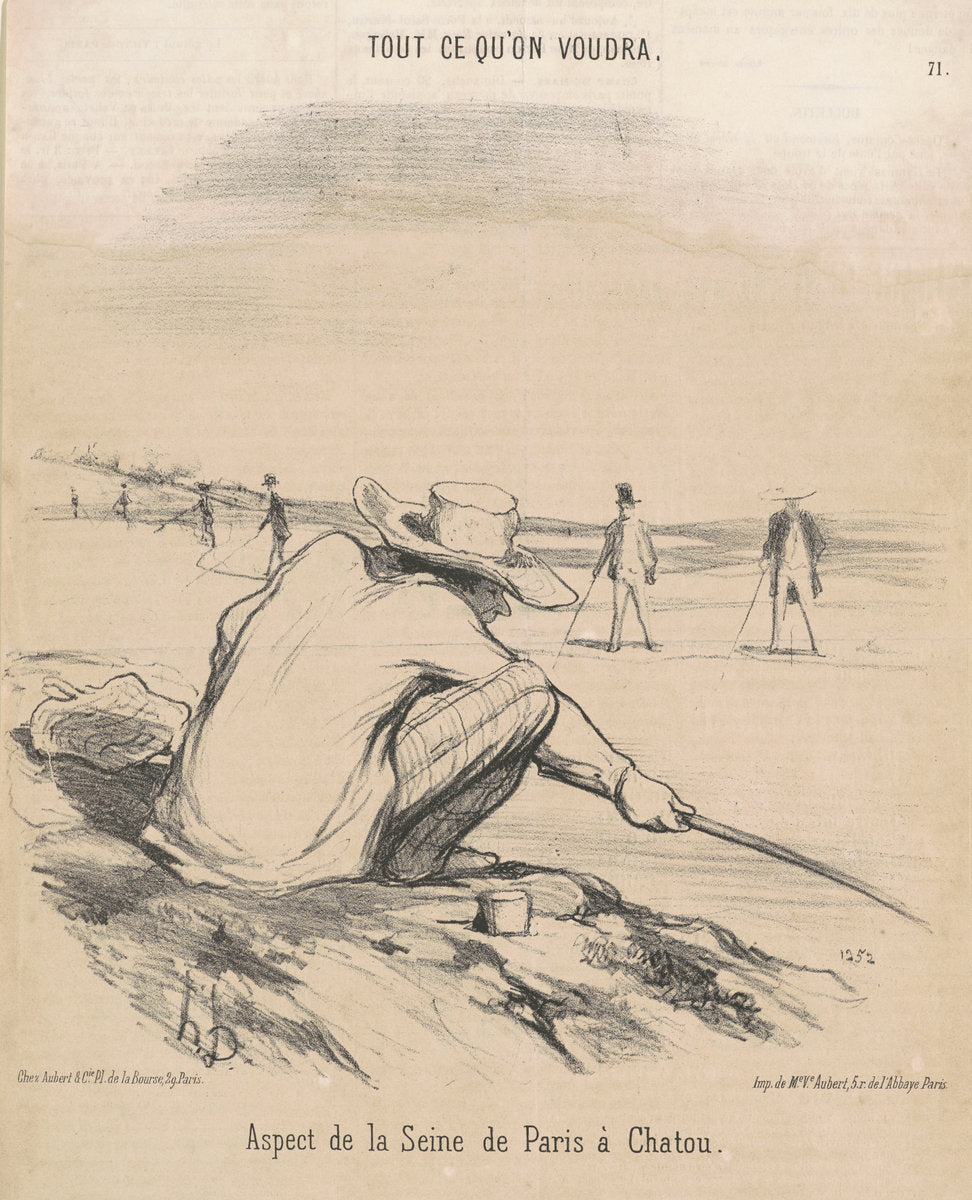 Aspect de la Seine de Paris a chatou by Honoré Daumier (French, 1808 - 1879), 16X12"(A3)Poster Print