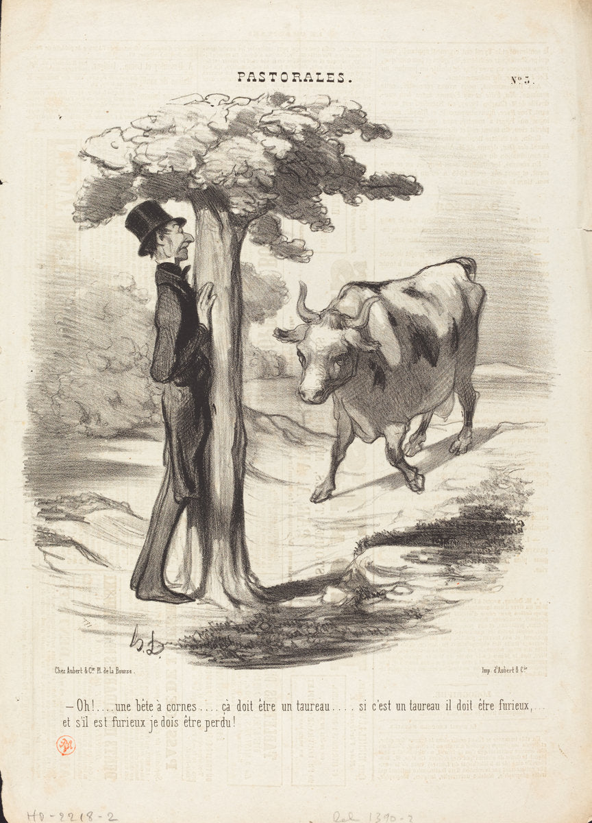 Oh!... une bête a cornes... by Honoré Daumier (French, 1808 - 1879), 16X12"(A3)Poster Print