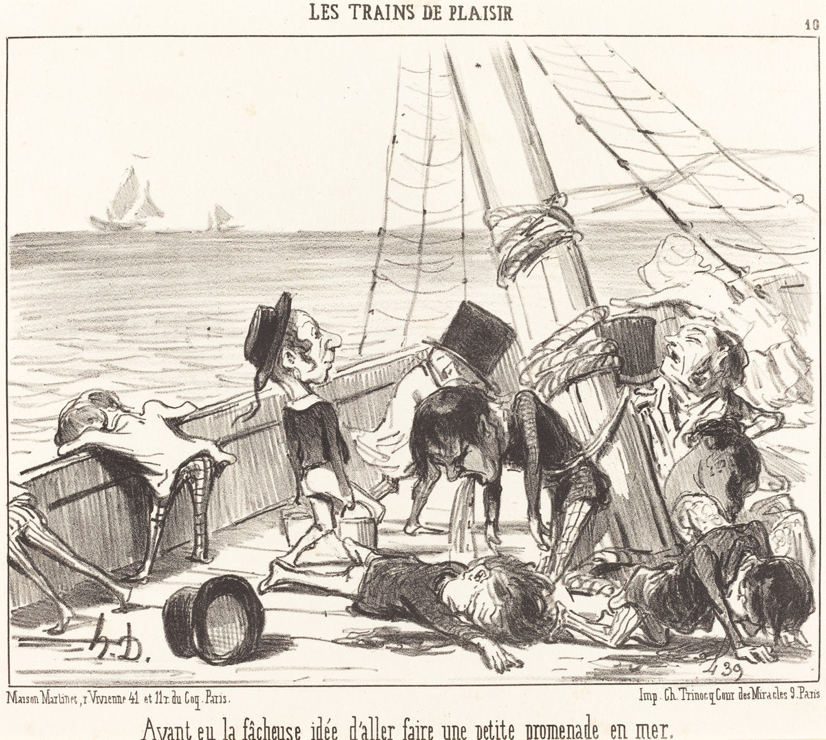 Ayant eu la facheuse idée d'aller... en mer by Honoré Daumier (French, 1808 - 1879), 16X12"(A3)Poster Print