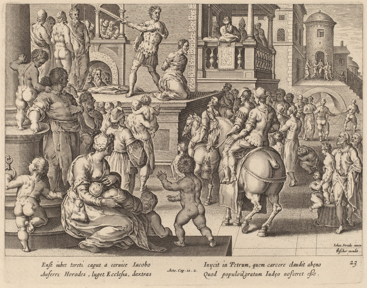 Beheading of Saint James by Philip Galle after Jan van der Straet (Flemish, 1537 - 1612), 16X12"(A3)Poster Print
