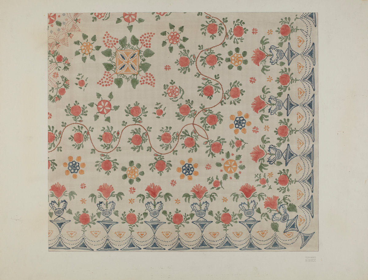 Printed Bedspread by Edward Kibbee (American, active c. 1935), 16X12"(A3)Poster Print