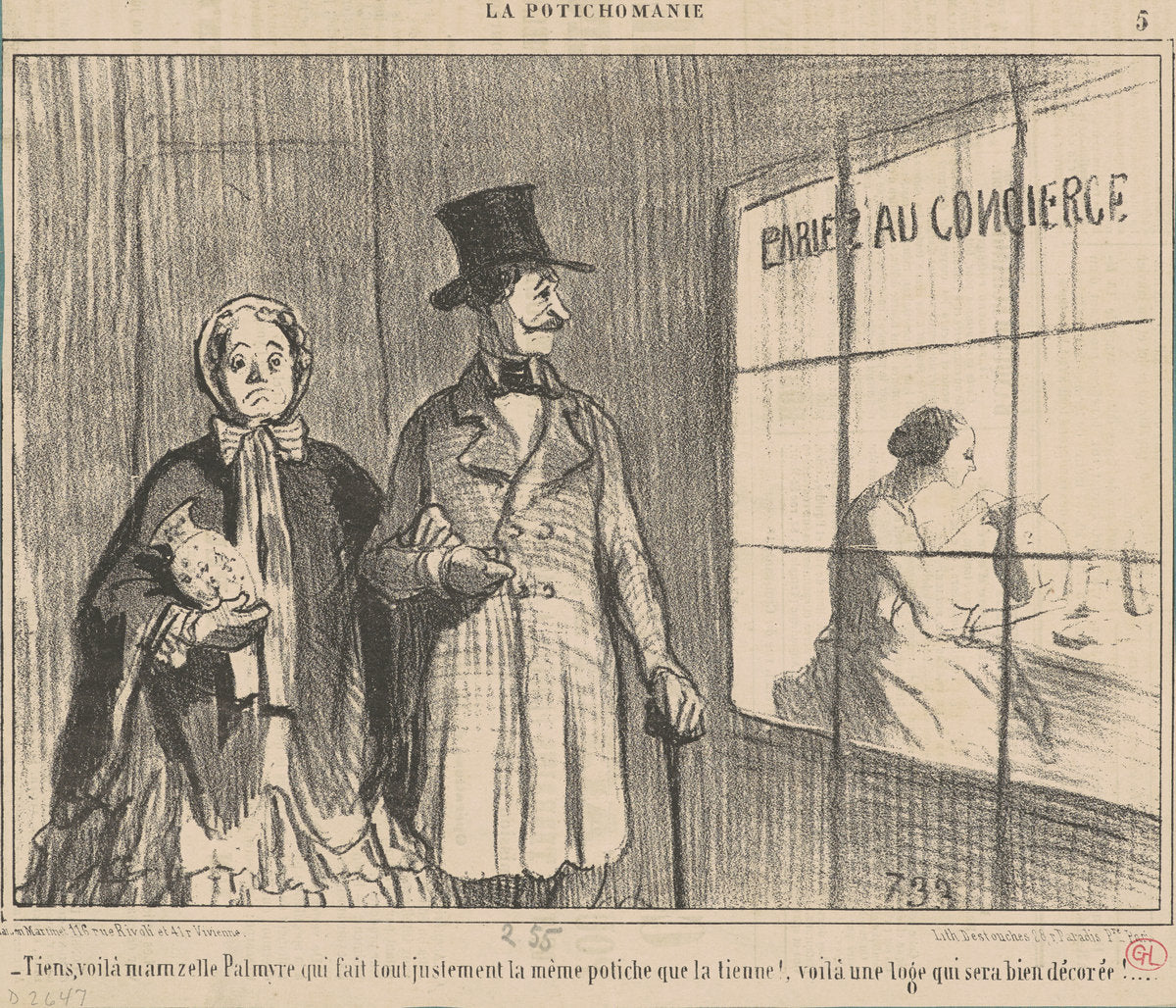 Tiens, voila mamzelle palmyre qui fait ... by Honoré Daumier (French, 1808 - 1879), 16X12"(A3)Poster Print