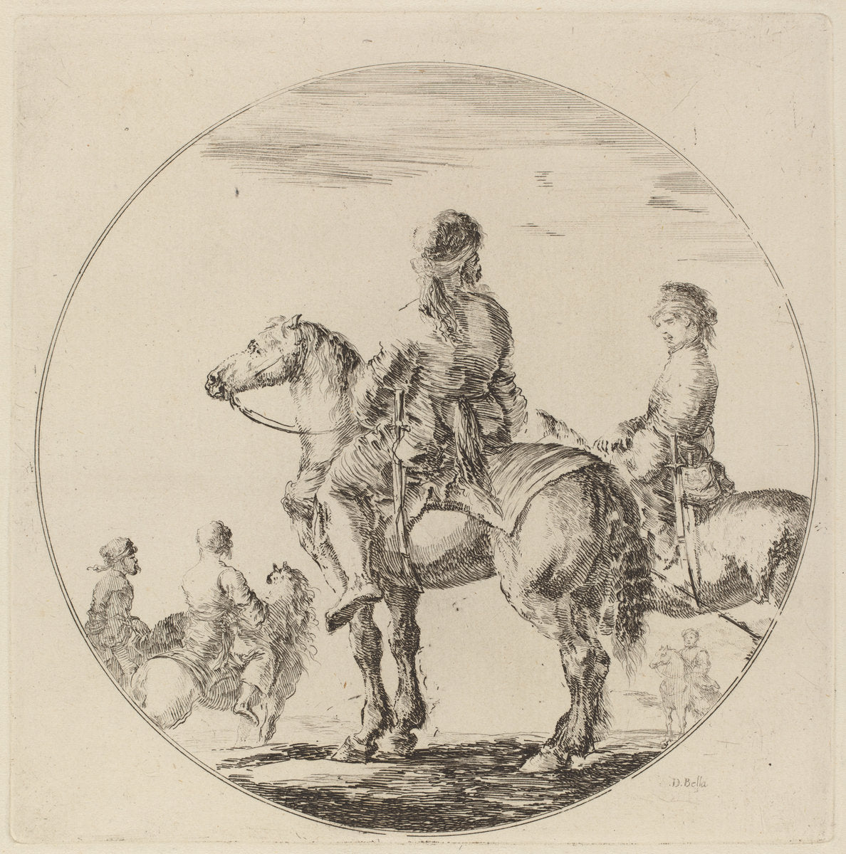 Two Polish Cavaliers by Stefano Della Bella (Italian, 1610 - 1664), 16X12"(A3)Poster Print