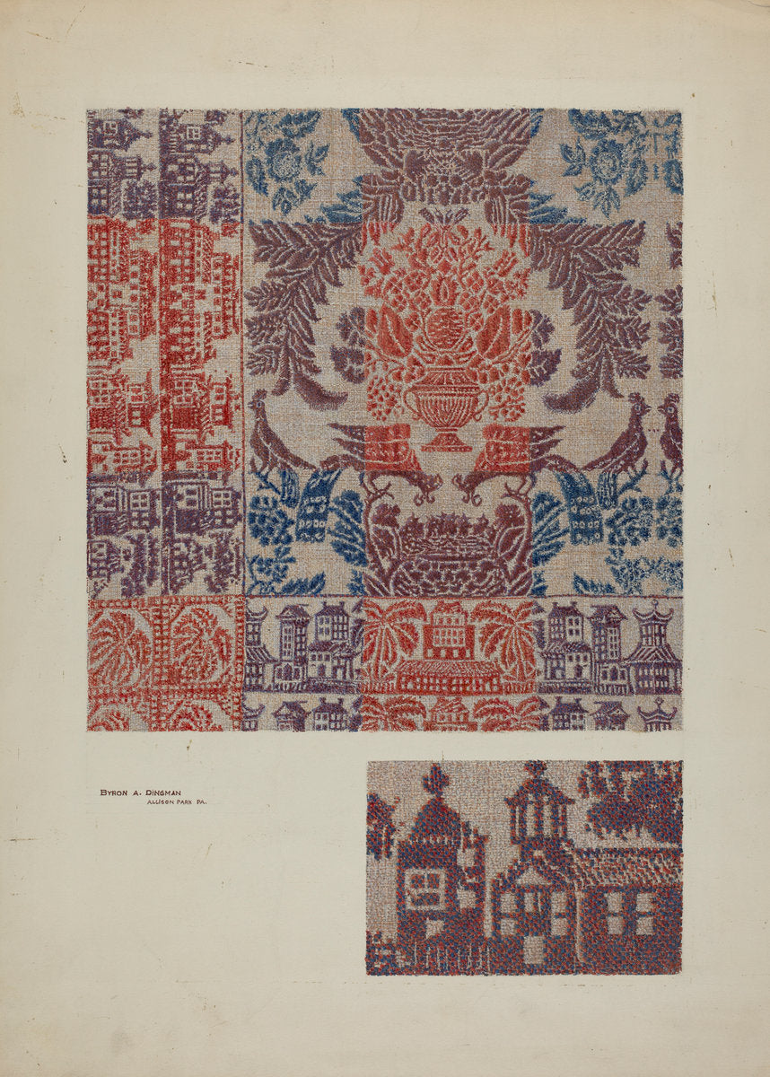 Coverlet: Boston Town by Byron Dingman (American, active c. 1935), 16X12"(A3)Poster Print