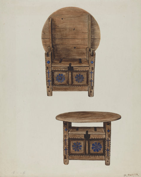 Spanish Southwest Hutch Table by Margery Parish (American, active c. 1935), 16X12"(A3)Poster Print