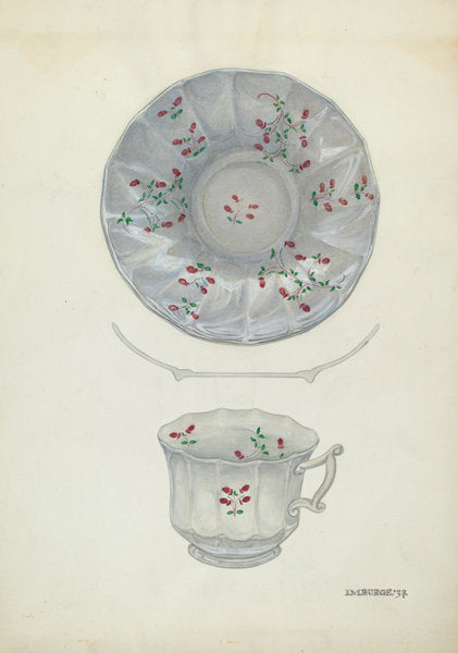 Cup and Saucer by Irene M. Burge (American, active c. 1935), 16X12"(A3)Poster Print