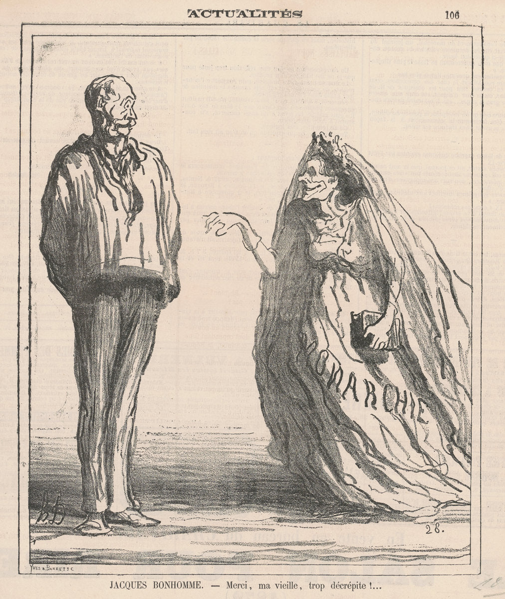 Merci, ma vieille, trop décrépite! ... by Honoré Daumier (French, 1808 - 1879), 16X12"(A3)Poster Print