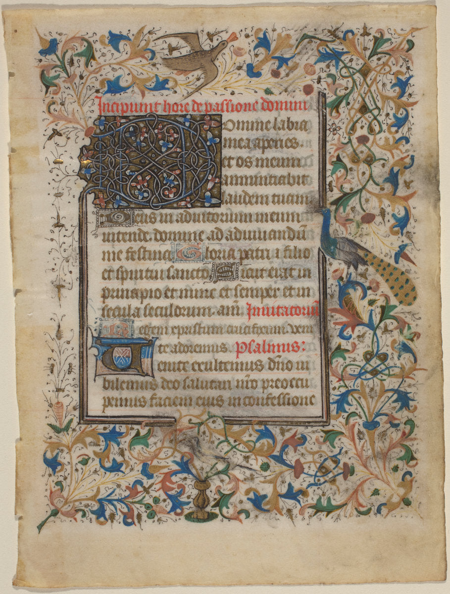 1390 by French 14th Century (Manuscript Leaf from a Book of Hours (incip. Passionis)), 16X12"(A3)Poster Print