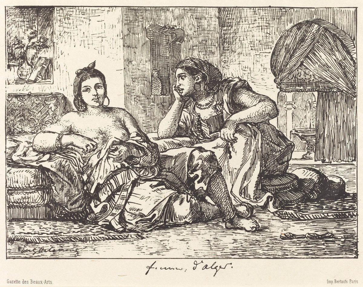 Femmes d'Alger by Eugène Delacroix (French, 1798 - 1863), 16X12"(A3)Poster Print