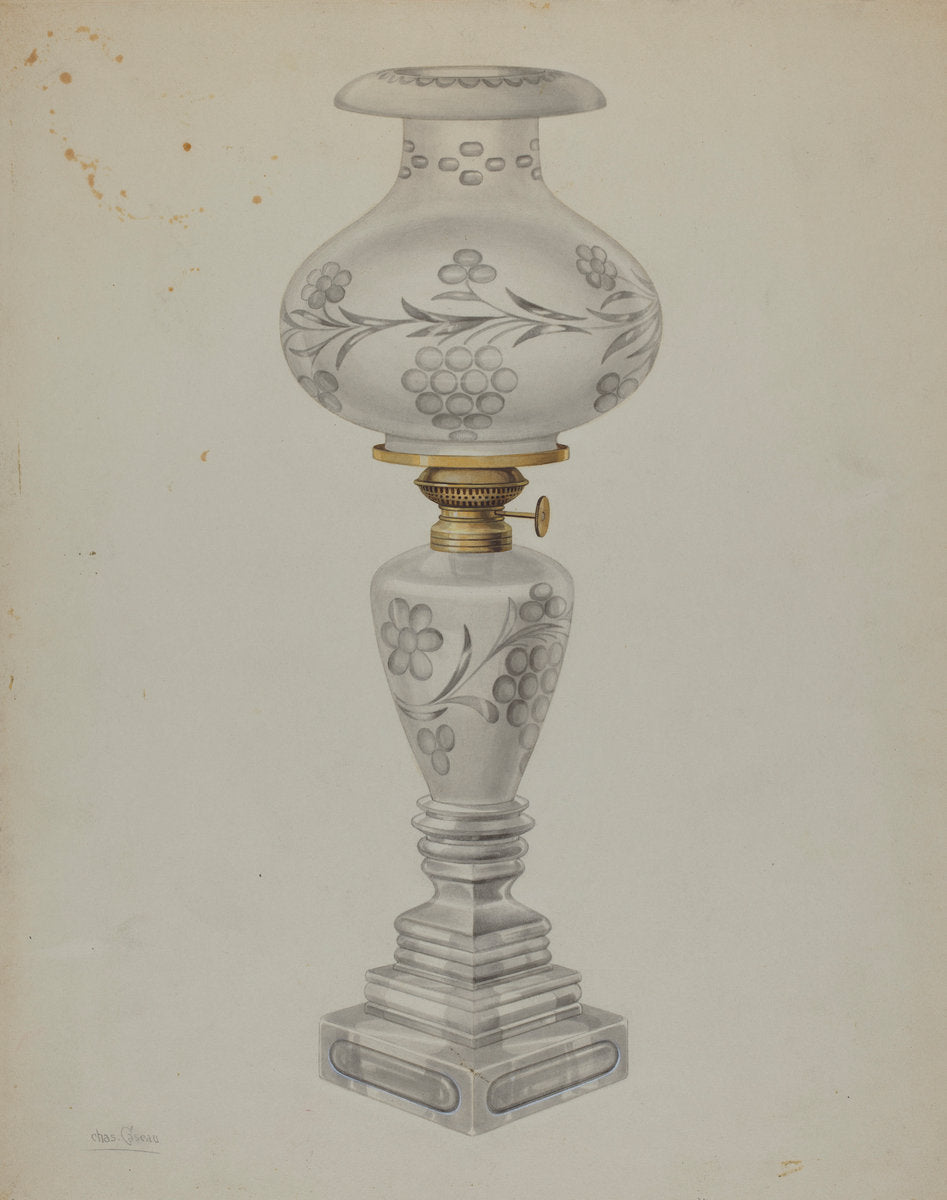 Lamp with Shade by Charles Caseau (American, active c. 1935), 16X12"(A3)Poster Print