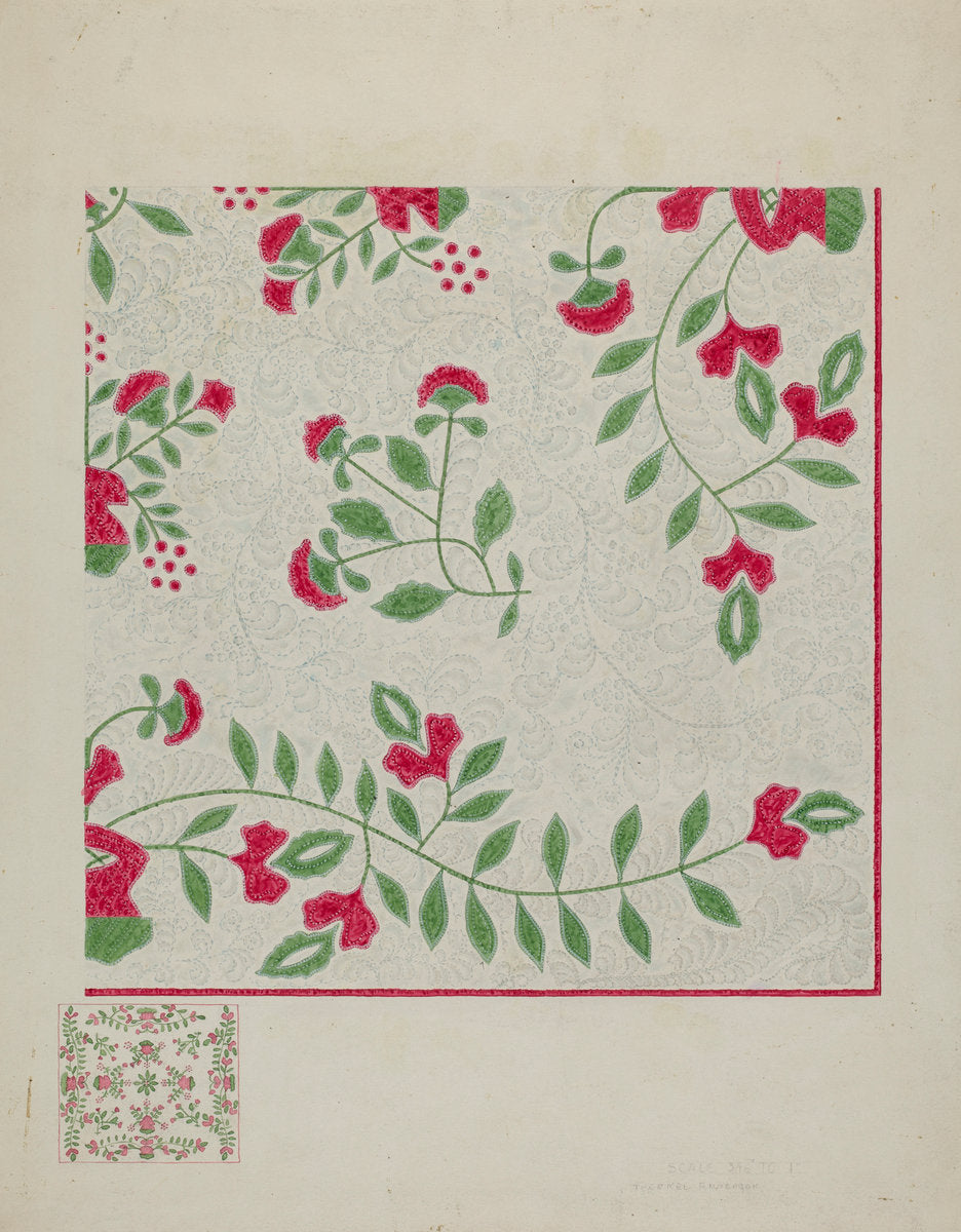 Quilt by Therkel Anderson (American, active c. 1935), 16X12"(A3)Poster Print