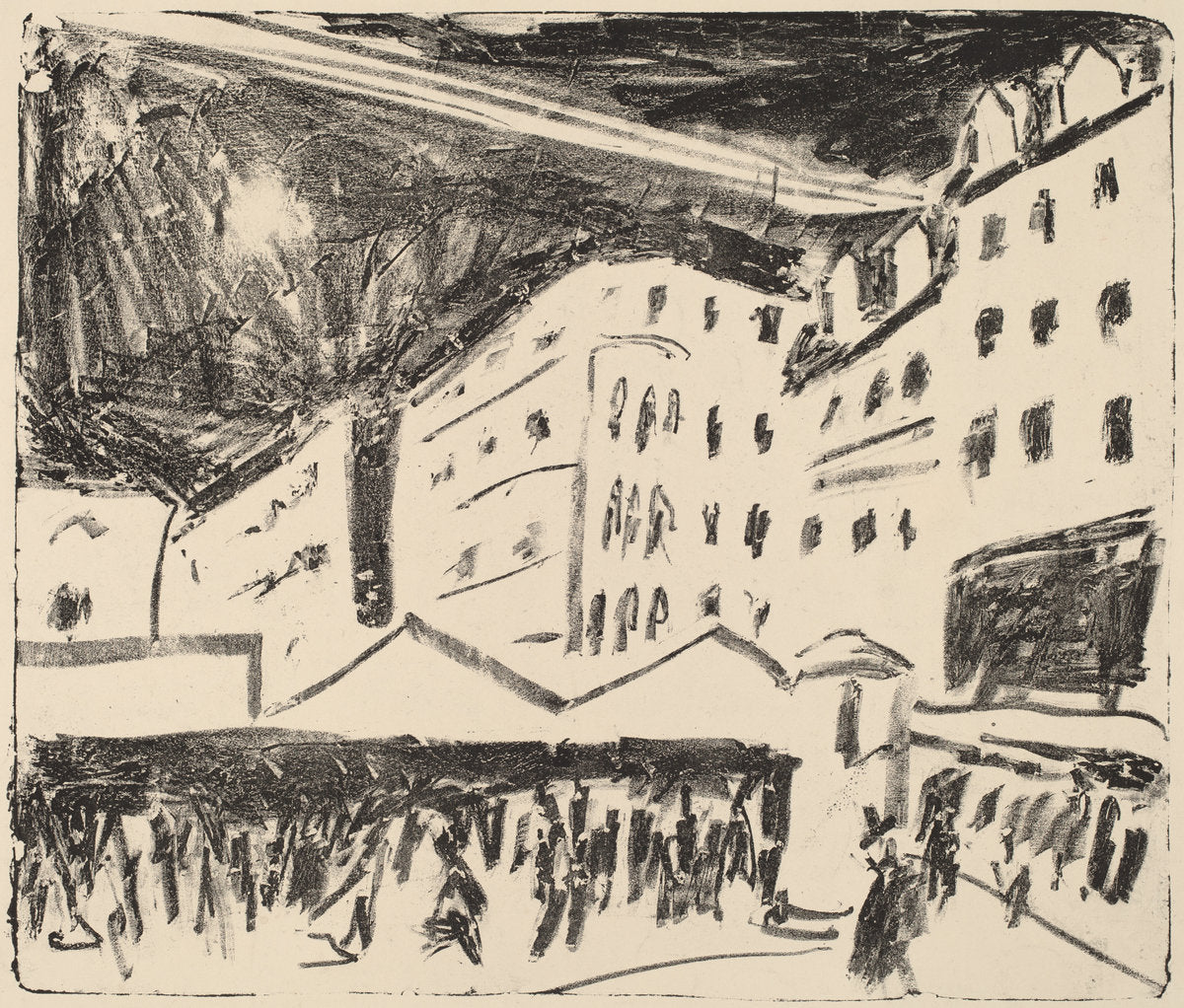 Old Market in Dresden with Annual Fair by Ernst Ludwig Kirchner (German, 1880 - 1938), 16X12"(A3)Poster Print