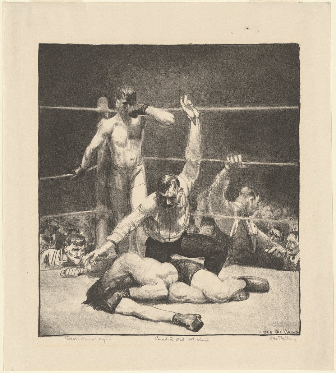 Counted Out, first stone by George Bellows (American, 1882 - 1925), 16X12"(A3)Poster Print