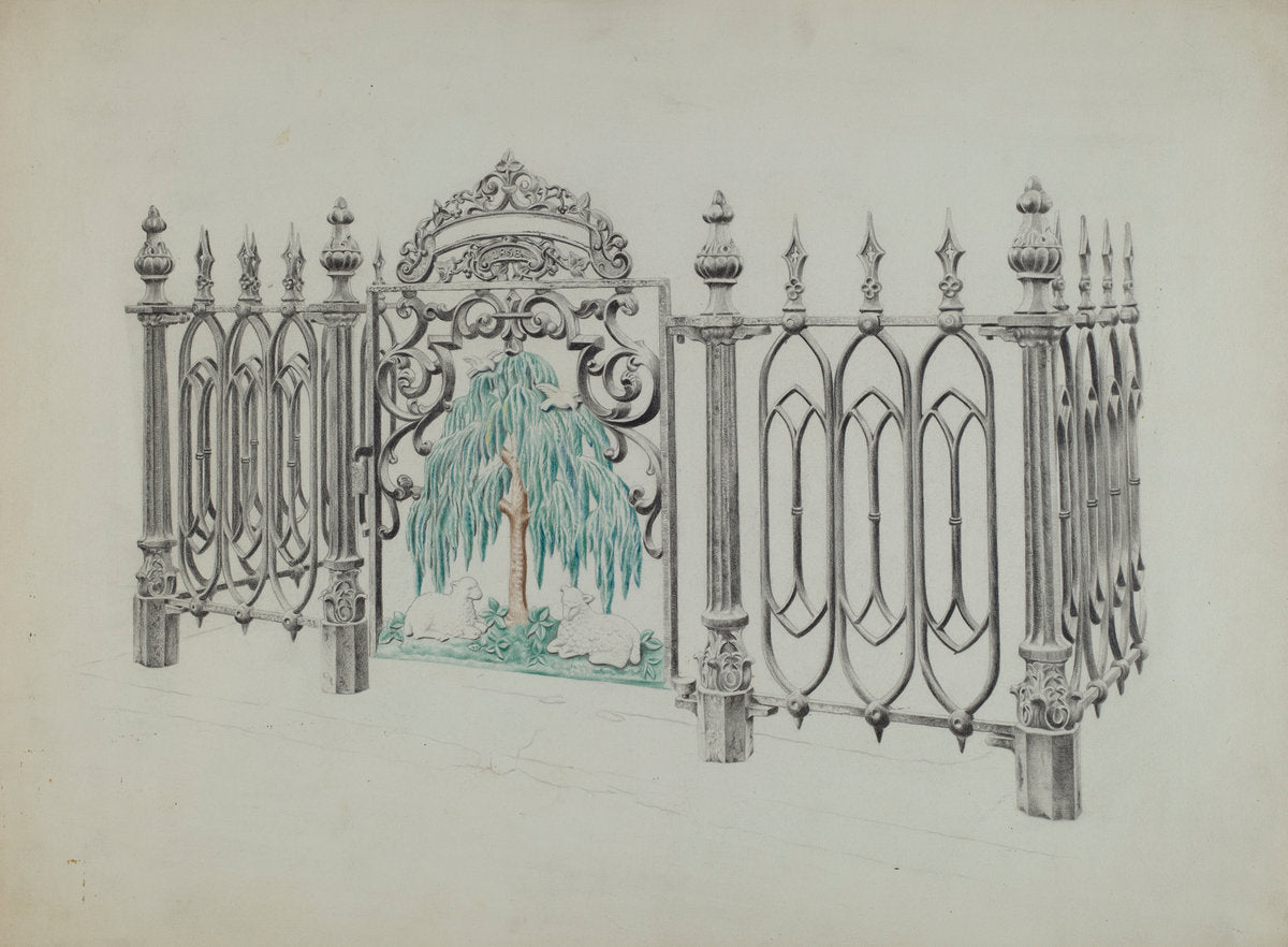 Cast Iron Gate and Fence by Ray Price (American, active c. 1935), 16X12"(A3)Poster Print