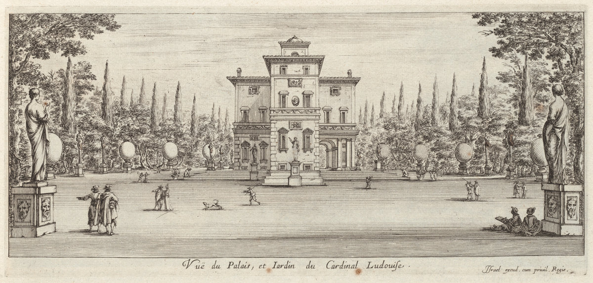 Vuë du Palais et Jardin du Cardinal Ludovise by Israël Silvestre (French, 1621 - 1691), 16X12"(A3)Poster Print
