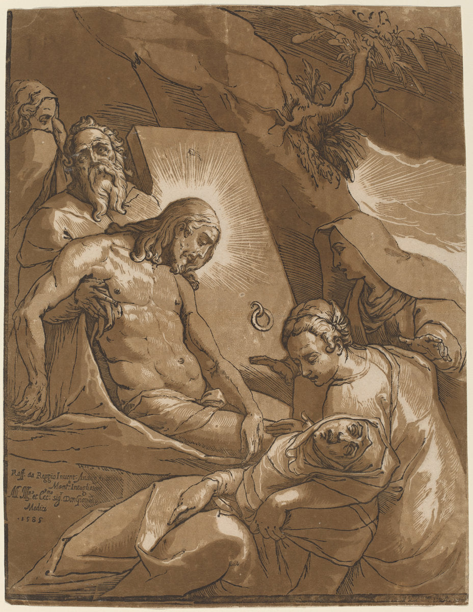 The Entombment by Andrea Andreani after Raffaello Motta (Italian, 1558/1559 - 1629), 16X12"(A3)Poster Print
