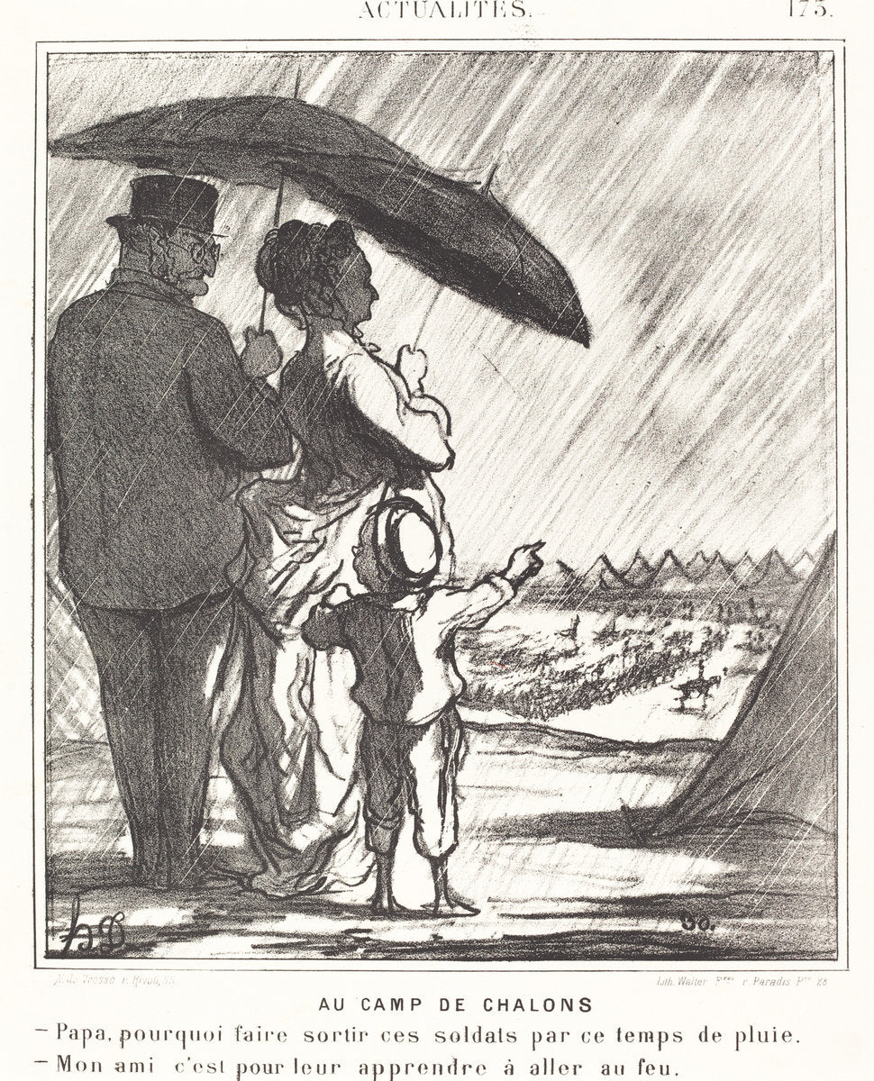 Au Camp de Chalons by Honoré Daumier (French, 1808 - 1879), 16X12"(A3)Poster Print