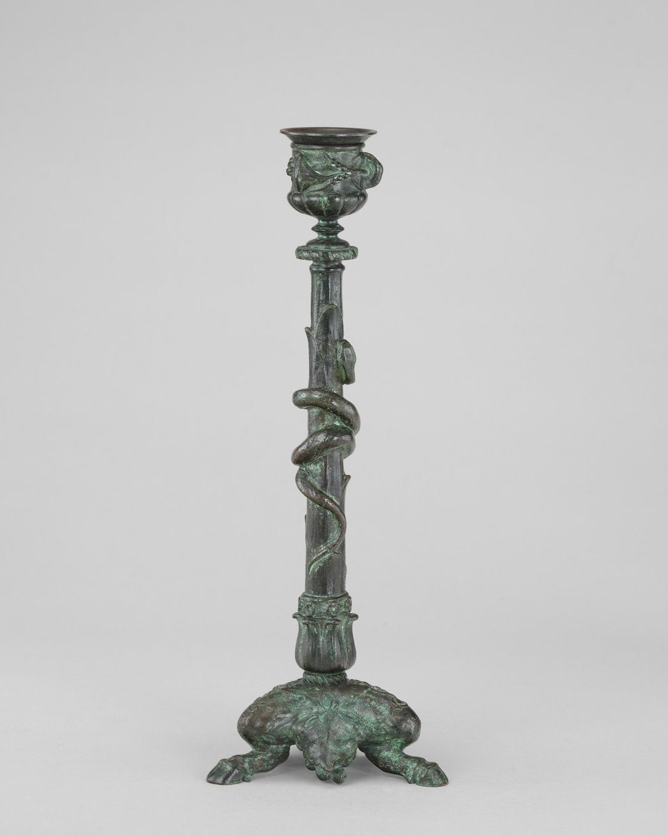 Candlestick with Volubilis, Roots, and Fawn's Feet with a Serpent about the Stem by Antoine-Louis Barye (French, 1795 - 1875), 16X12"(A3)Poster Print