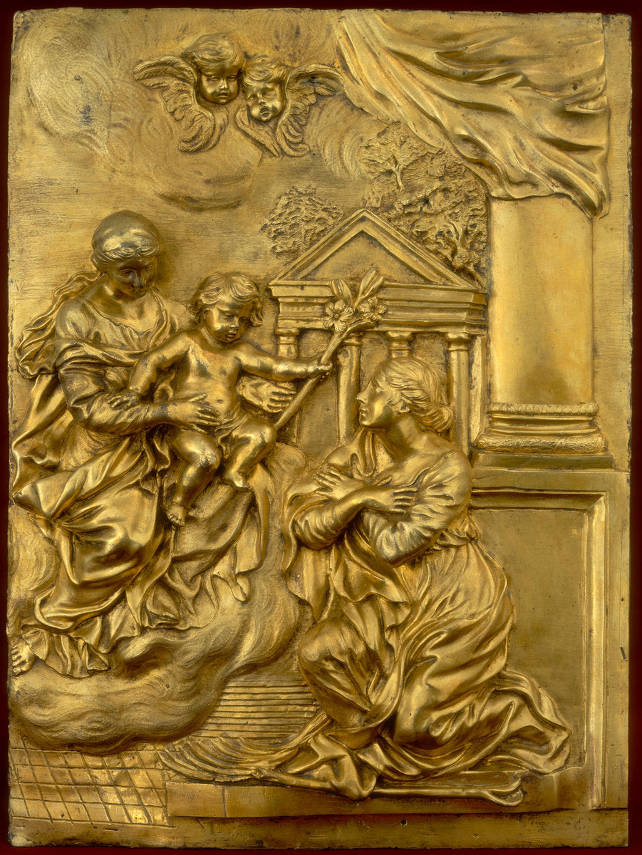 The Virgin and Child Appearing to Saint Martina by Probably Cosimo Fancelli, after Pietro da Cortona (Roman, 1620 - 1688), 16X12"(A3)Poster Print