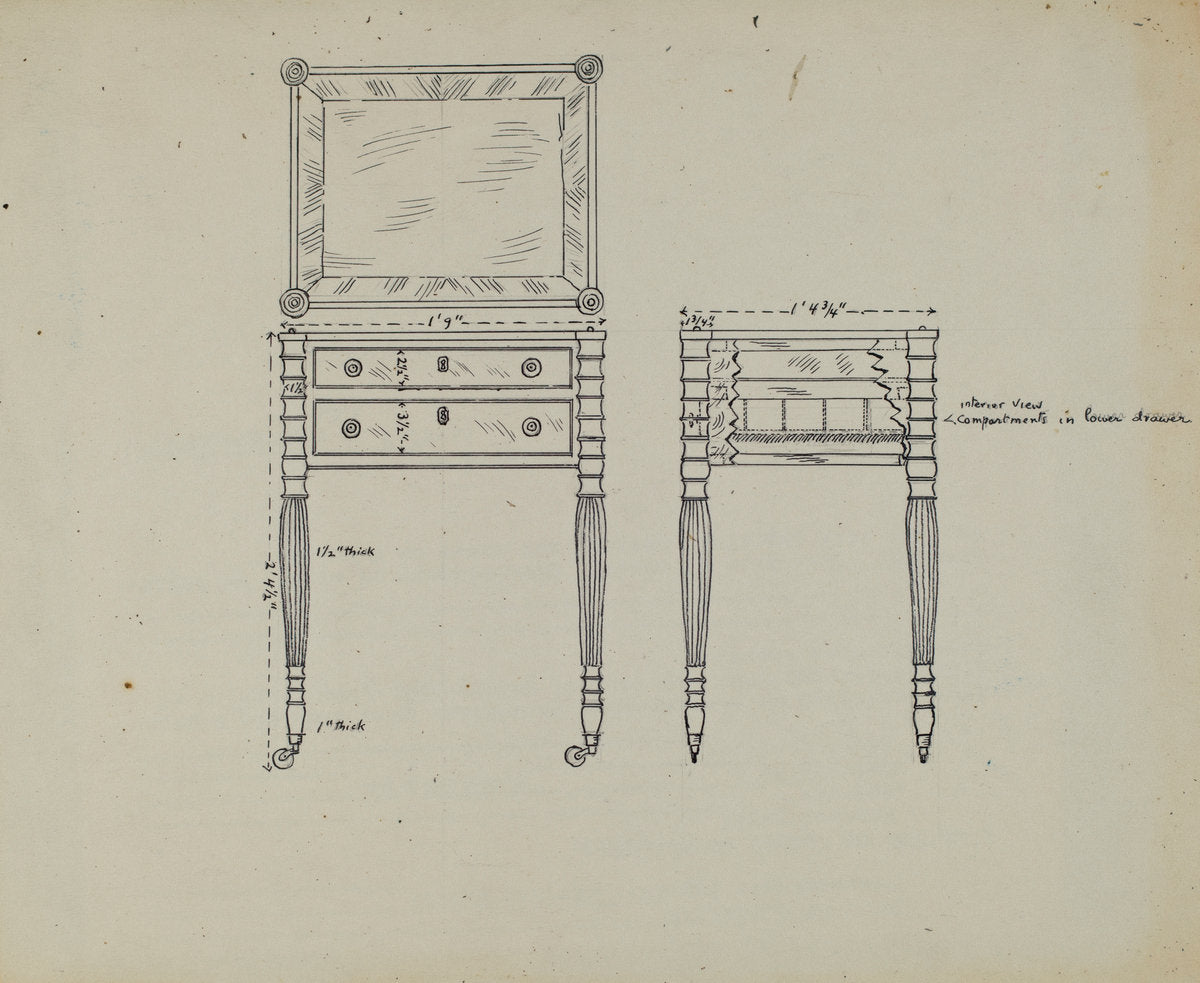 1935/1942 by American 20th Century (Sewing and Work Table), 16X12"(A3)Poster Print
