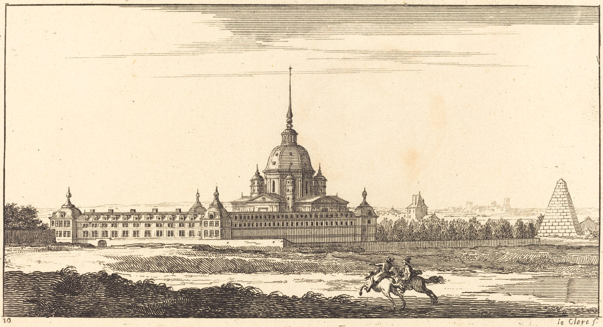 Landscape with Monastery by Sébastien Le Clerc I (French, 1637 - 1714), 16X12"(A3)Poster Print