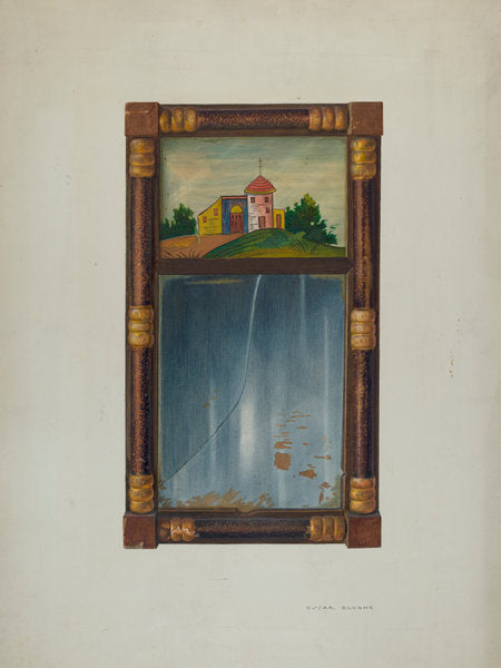 Painted mirror by Oscar Bluhme (American, active c. 1935), 16X12"(A3)Poster Print
