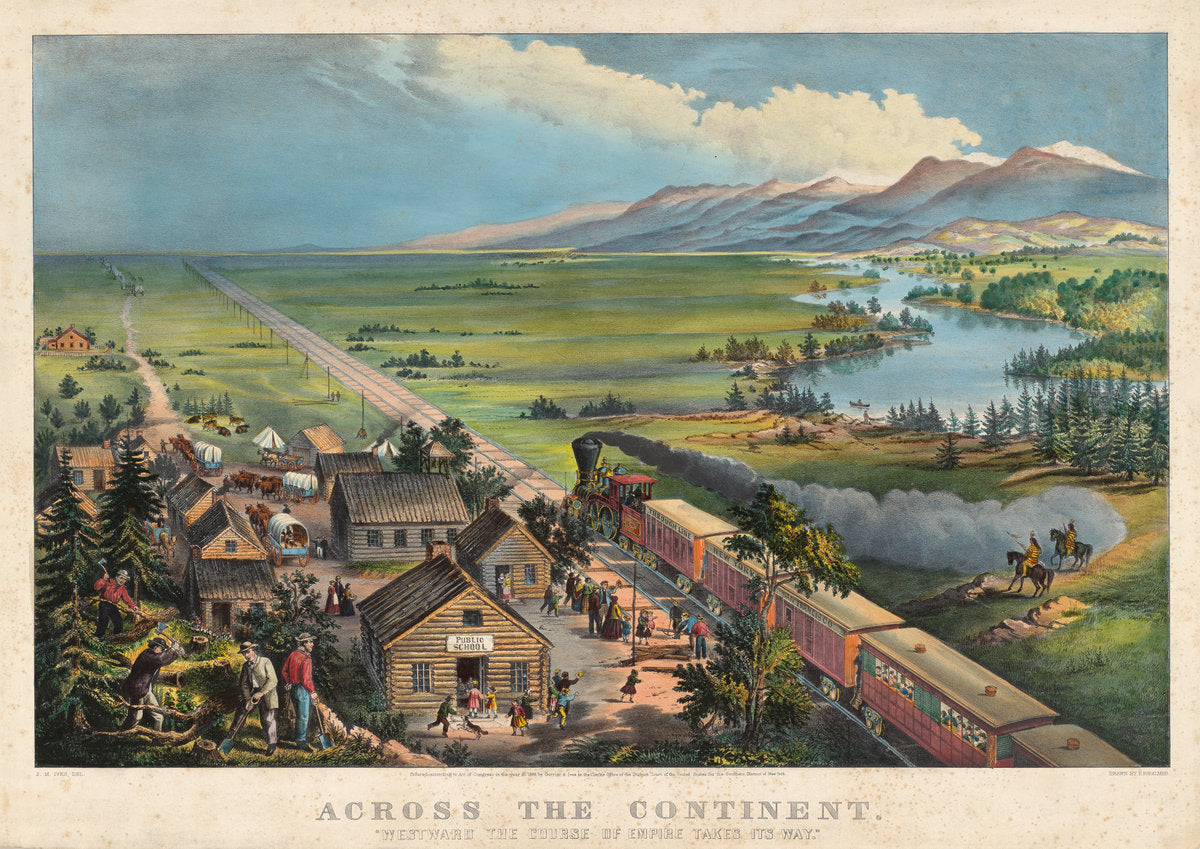 Across the Continent: "Westward the Course of Empire Takes its Way" by after Frances Flora Bond Palmer (American, born England, 1812 - 1876), 16X12"(A3)Poster Print