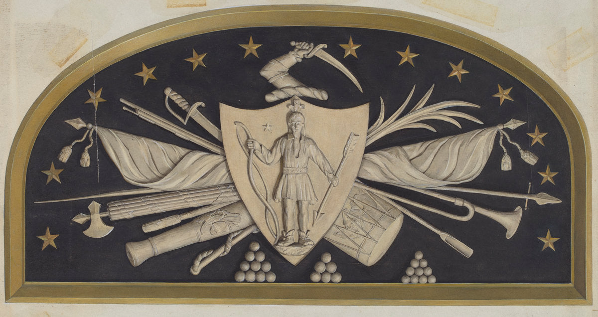 Lunette - Massachusetts State Seal by Jane Iverson (American, active c. 1935), 16X12"(A3)Poster Print
