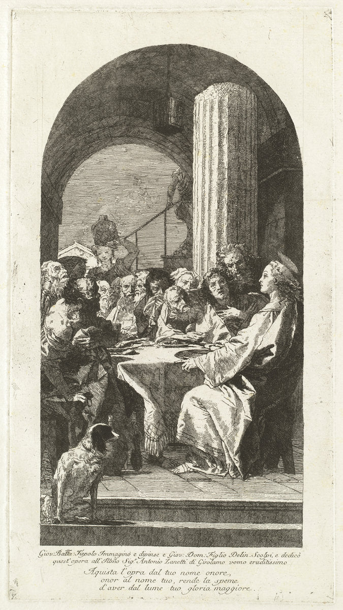 The Last Supper by Giovanni Domenico Tiepolo after Giovanni Battista Tiepolo (Venetian, 1727 - 1804), 16X12"(A3)Poster Print