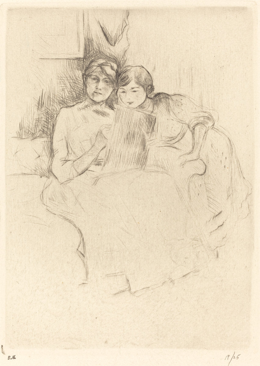 The Drawing Lesson by Berthe Morisot (French, 1841 - 1895), 16X12"(A3)Poster Print