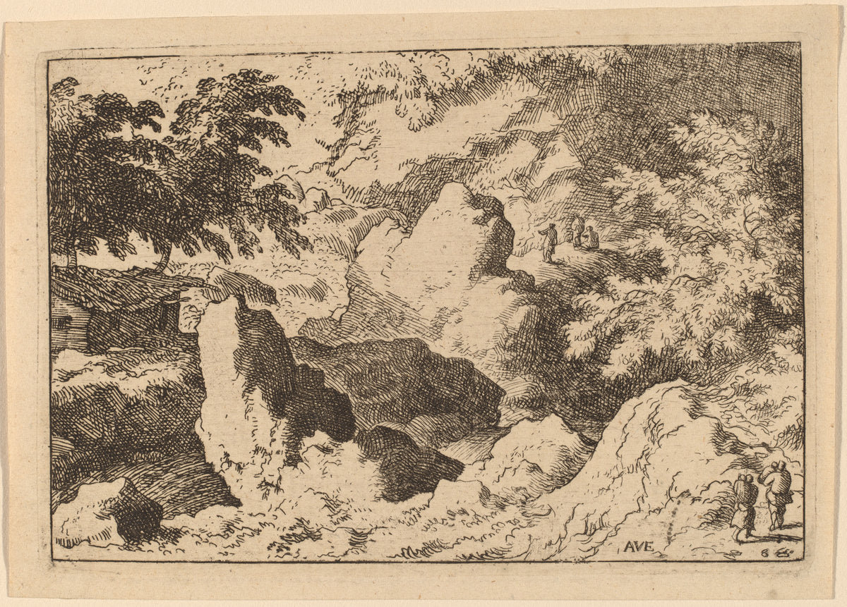 Three Men on a Rock by Allart van Everdingen (Dutch, 1621 - 1675), 16X12"(A3)Poster Print