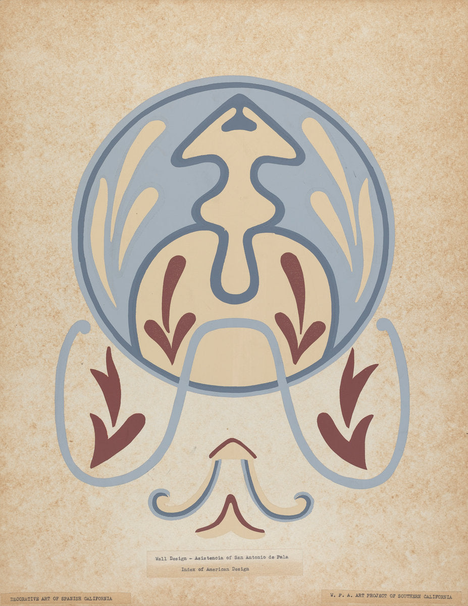 1935/1942 by American 20th Century (Asistencia of San Antonio de Pala Wall Design from the portfolio of "Decorative Art of Spanish California"), 16X12"(A3)Poster Print