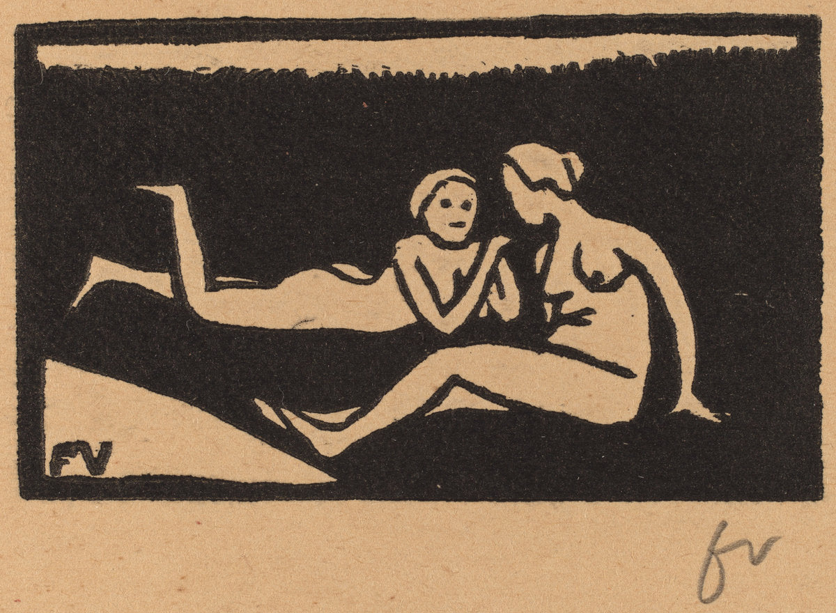 Bathers on the Grass (Baigneuses étendues sur l'herbe) by Félix Vallotton (Swiss, 1865 - 1925), 16X12"(A3)Poster Print