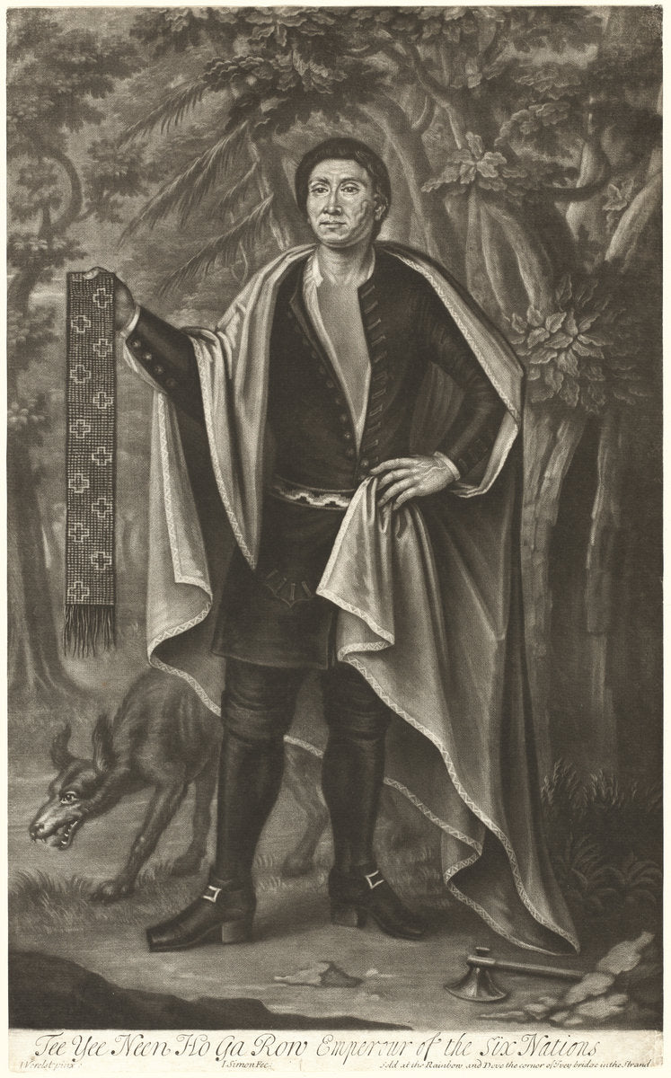 Tee Yee Neen Ho Ga Row, Emperor of the Six Nations by John Simon after John Verelst (British, c. 1675 - 1751), 16X12"(A3)Poster Print