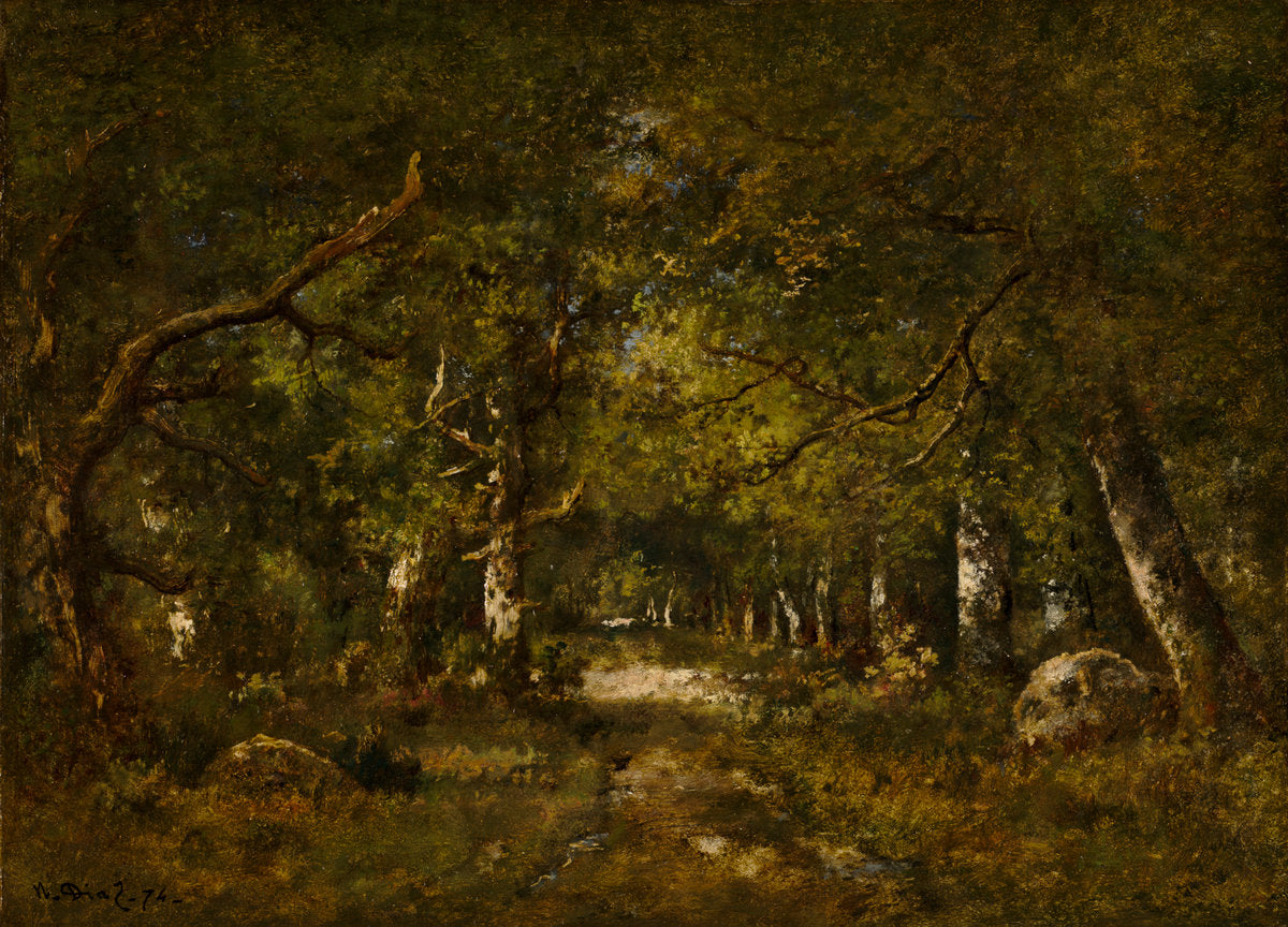 Forest Scene by Narcisse Diaz de la Peña (French, 1807 - 1876), 16X12"(A3)Poster Print
