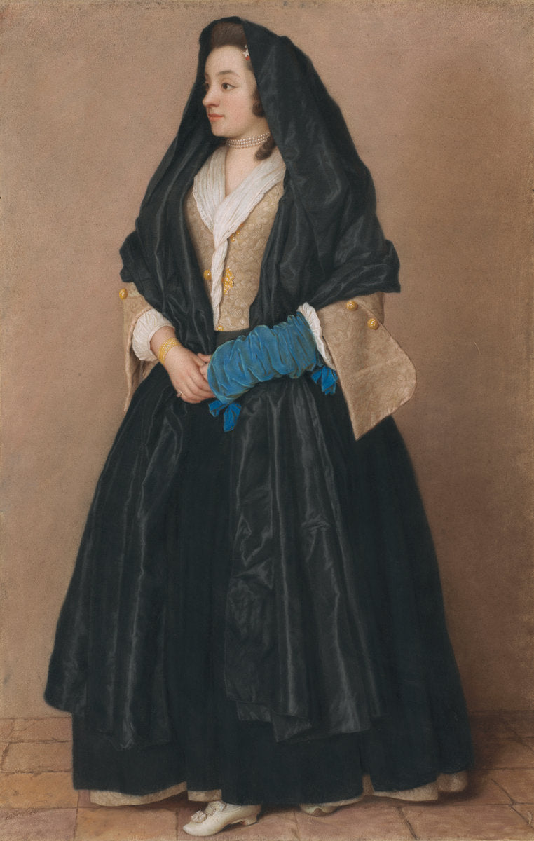An Elegant Young Woman in Maltese Costume by Jean-Étienne Liotard (Swiss, 1702 - 1789), 16X12"(A3)Poster Print