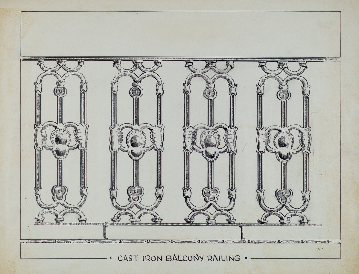 Cast Iron Window Balcony by Al Curry (American, active c. 1935), 16X12"(A3)Poster Print