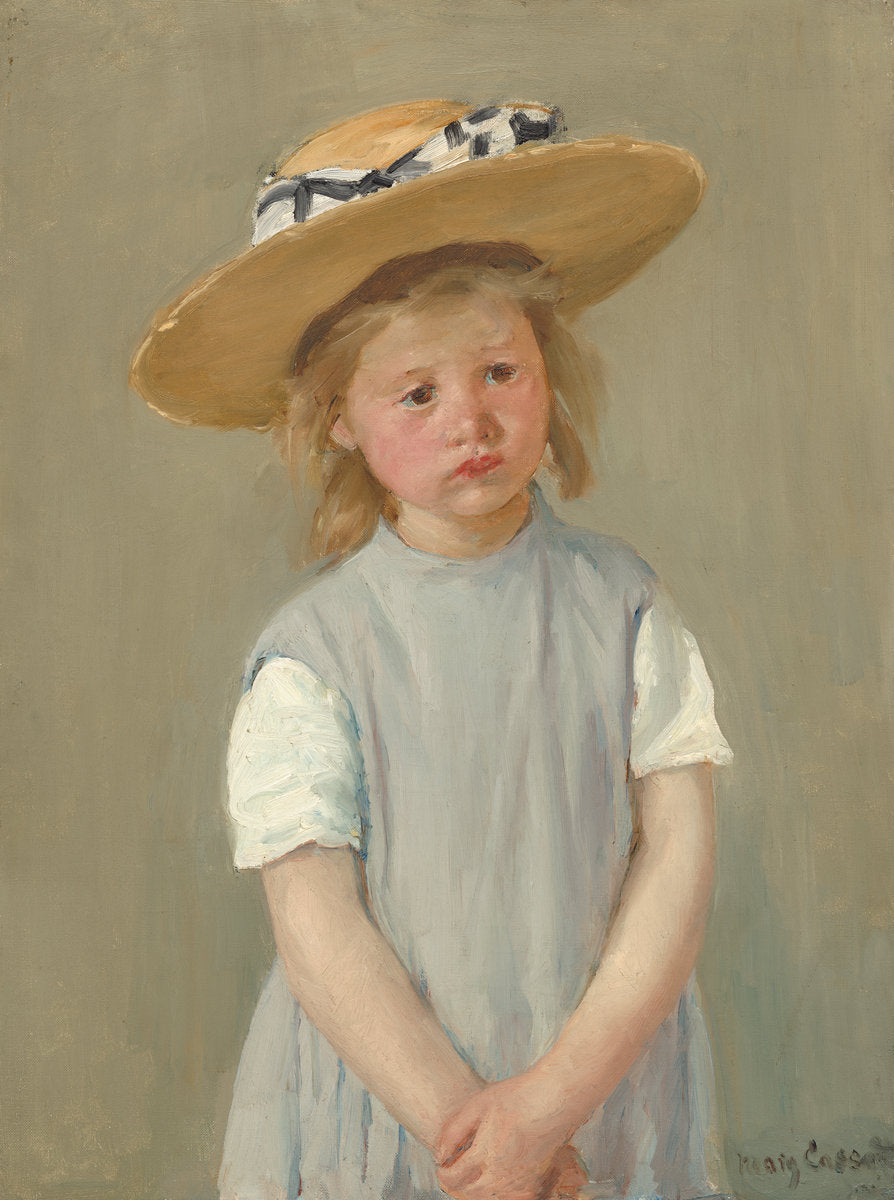 Child in a Straw Hat by Mary Cassatt (American, 1844 - 1926), 16X12"(A3)Poster Print