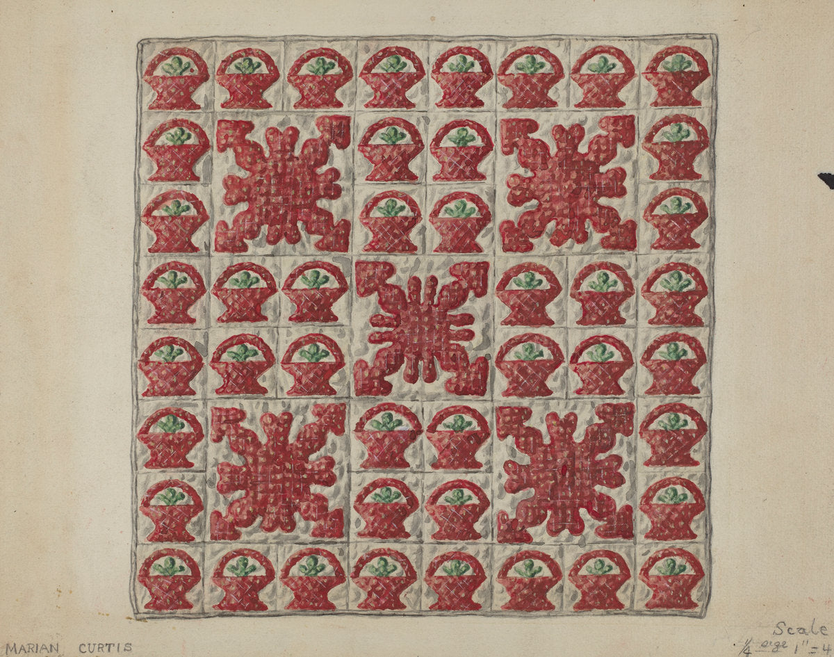 Applique Crib Coverlet by Marion Curtiss (American, active c. 1935), 16X12"(A3)Poster Print