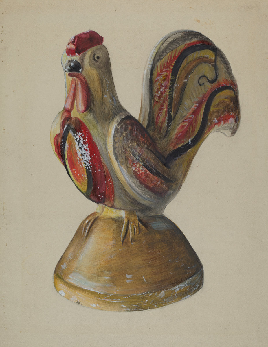 Chalkware Rooster by Mina Lowry (American, 1894 - 1942), 16X12"(A3)Poster Print
