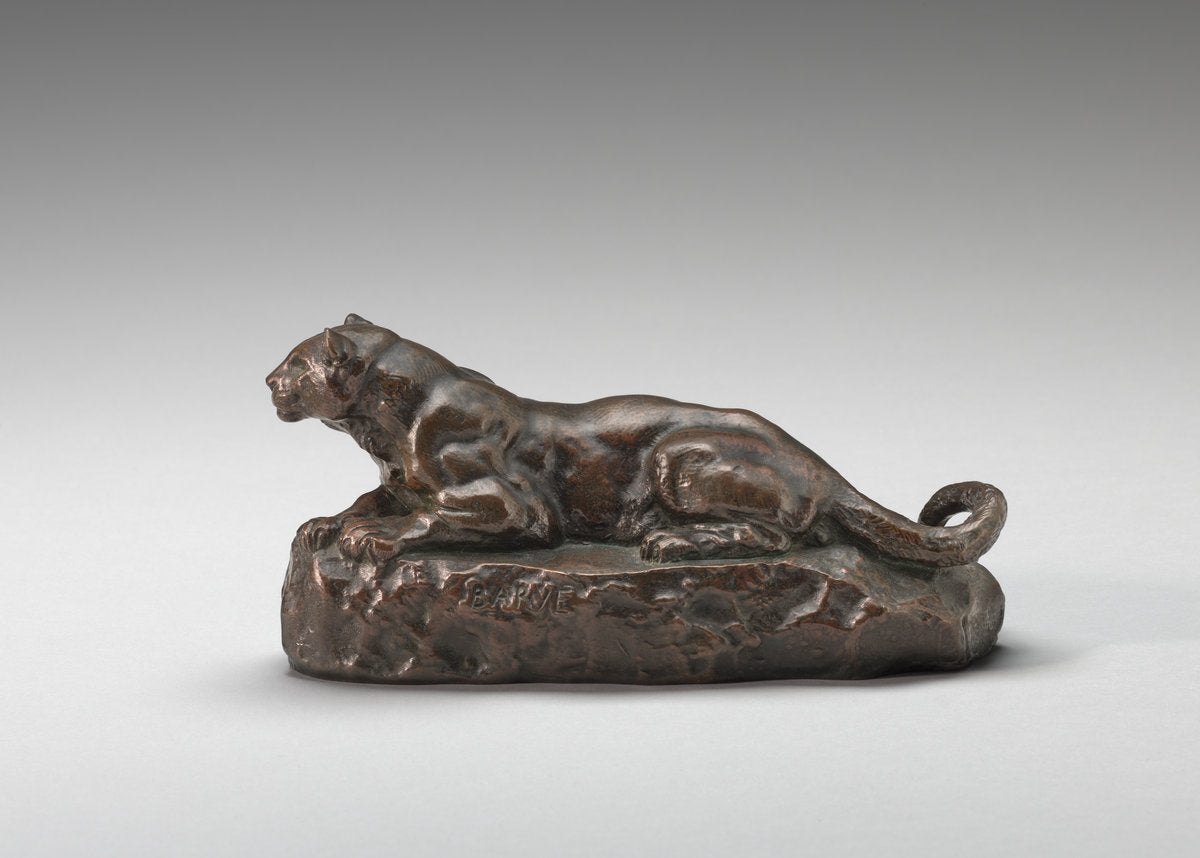 Reclining Tunisian Panther by Antoine-Louis Barye (French, 1795 - 1875), 16X12"(A3)Poster Print