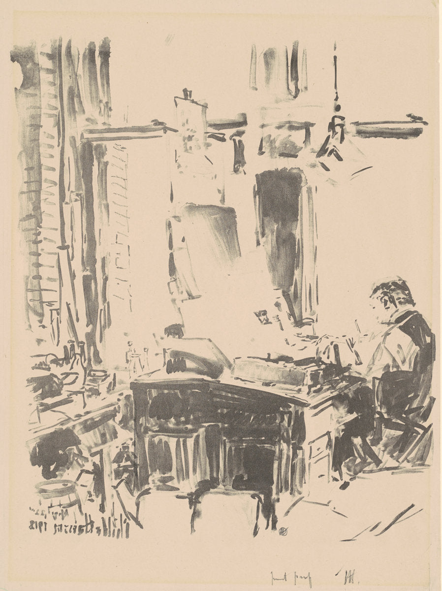 The Lithographer by Childe Hassam (American, 1859 - 1935), 16X12"(A3)Poster Print