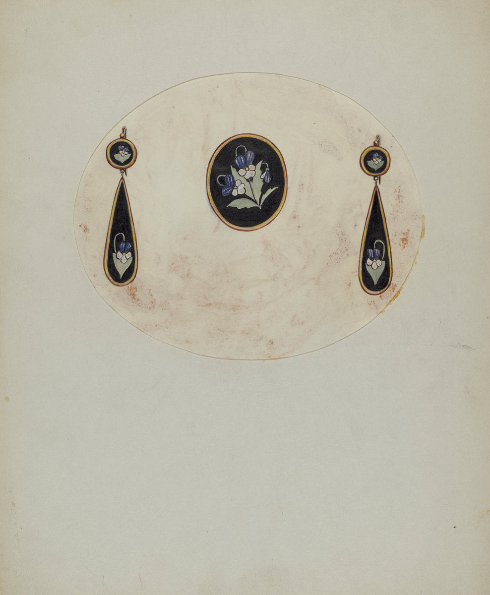 Brooch and Earrings by G.A. Ayers (American, active c. 1935), 16X12"(A3)Poster Print