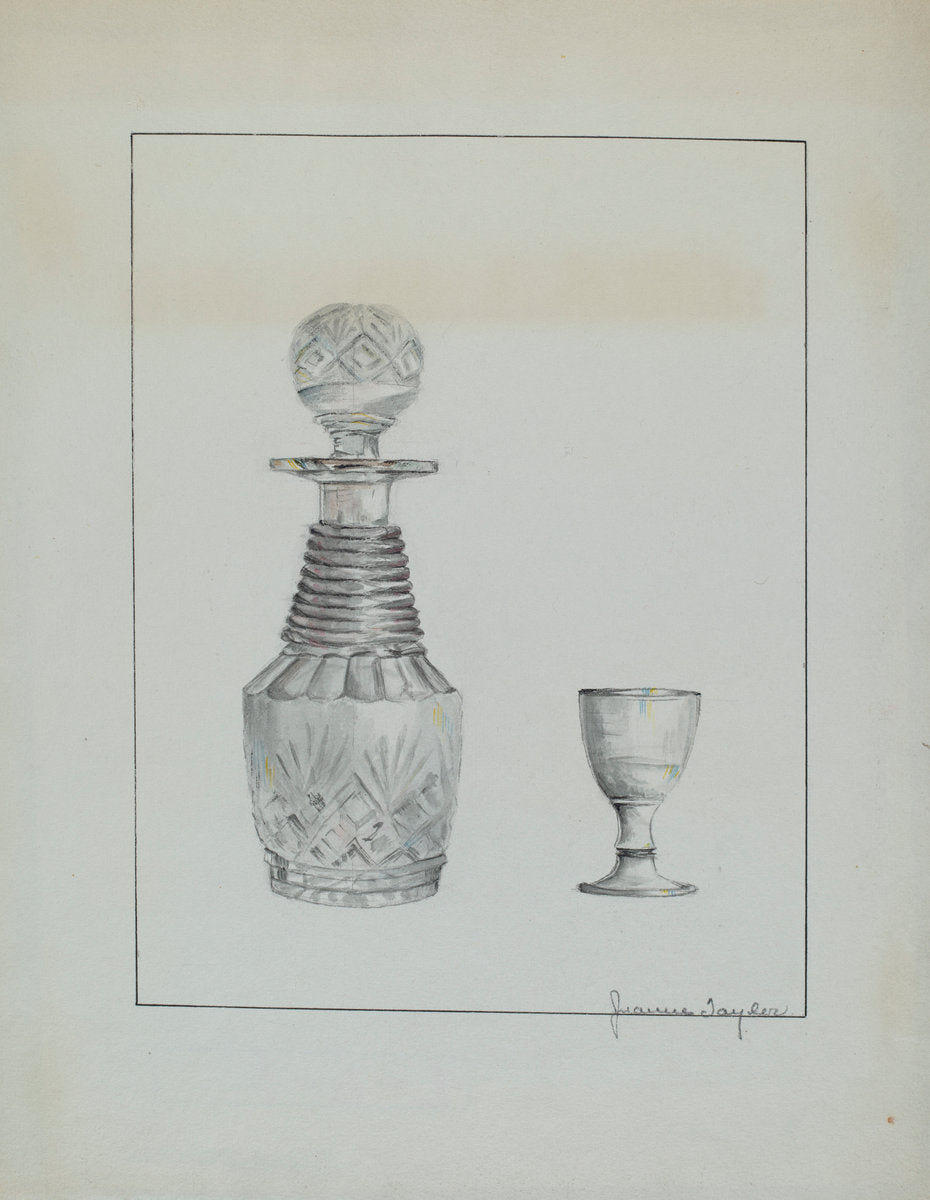 Decanter and Glass by Jeanne Taylor (American, active c. 1935), 16X12"(A3)Poster Print