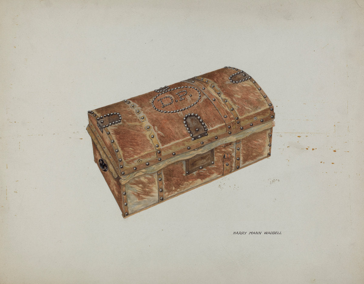 Cowhide Trunk by Harry Mann Waddell (American, active c. 1935), 16X12"(A3)Poster Print